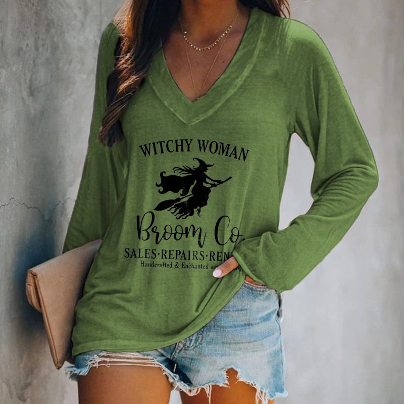 Witchy Woman Broom Co. Printed Long Sleeves T-shirt