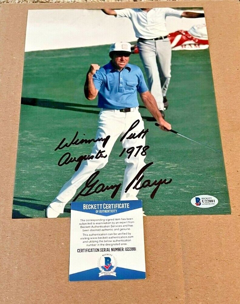 GARY PLAYER SIGNED 1978 MASTERS 8X10 Photo Poster painting W/INSCRIPTION BECKETT CERTIFIED PGA