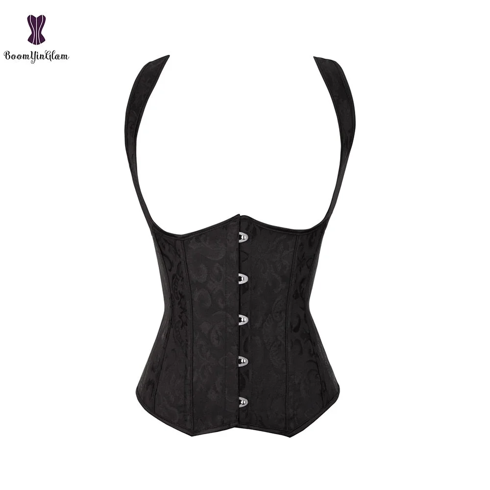 Personality Straps Open Bust Corset Underbust Waist Cincher Shaper Women Vest Shapewear With G String 824#