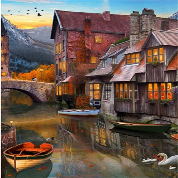 House 30*40CM (Canvas) Full Square Drill Diamond Painting gbfke
