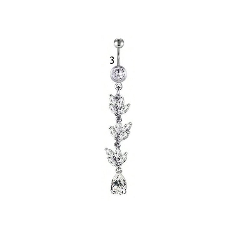 1 Piece Belly Rings Minimalist Classic Style Water Droplets 304 Stainless Steel Inlay Zircon Belly Rings