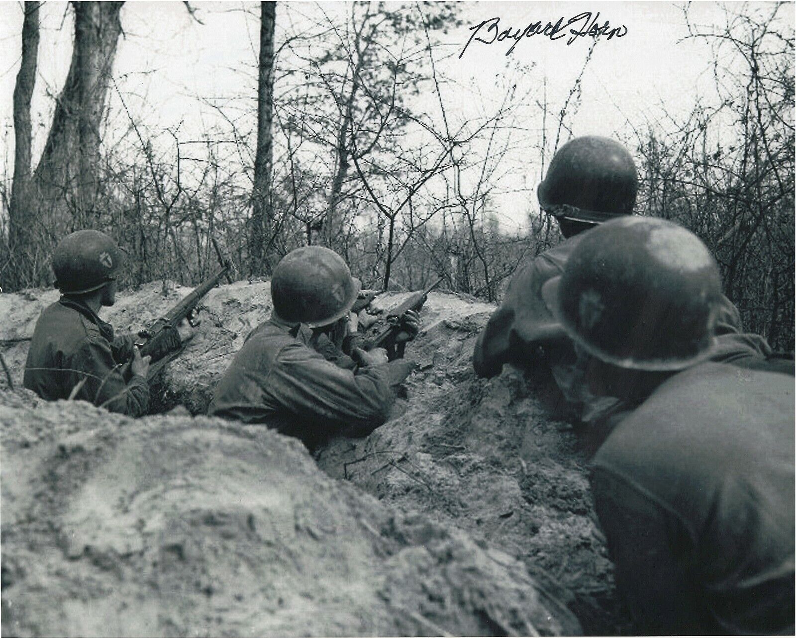 BAYARD HORN 36TH INFANTRY DIVISION BATTLE OF SALERNO, MONTE CASSINO SIGNED Photo Poster painting