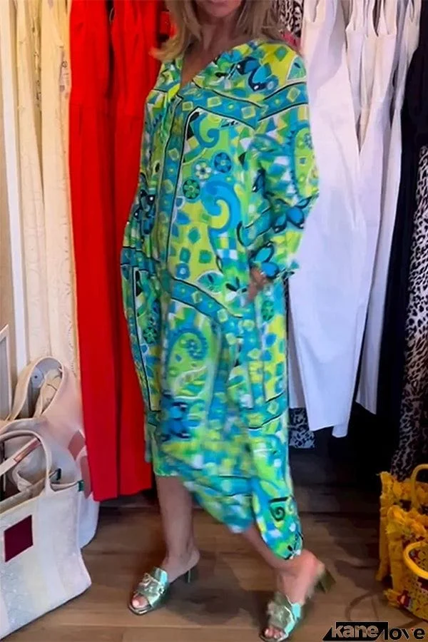 Women's Casual Long Sleeve V Neck Maxi Dress