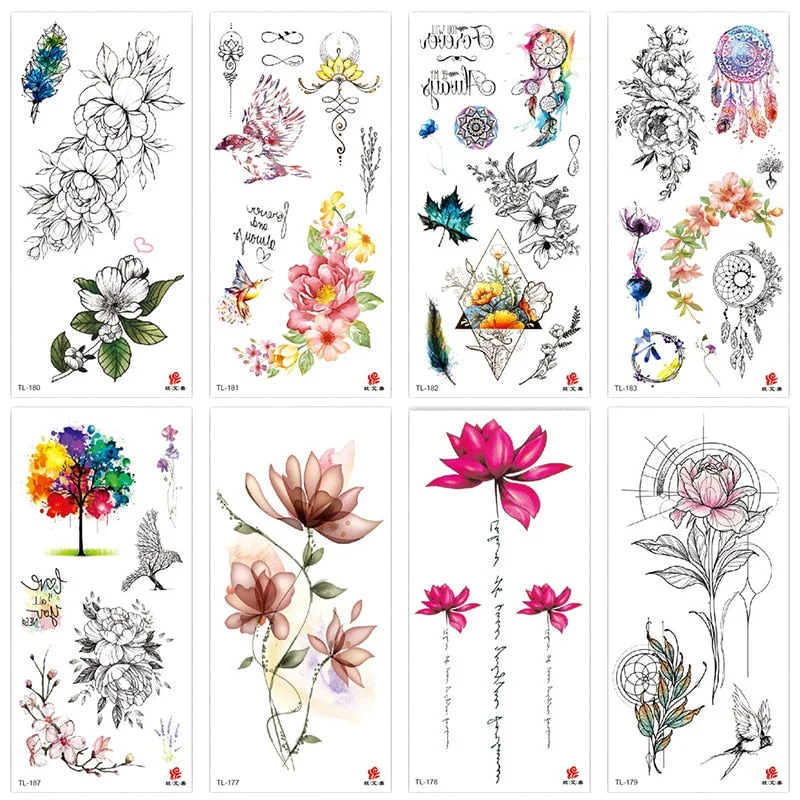 Flower animal totem romantic beautiful bird fragrance waterproof lasting men and women personality temporary tattoo stickers