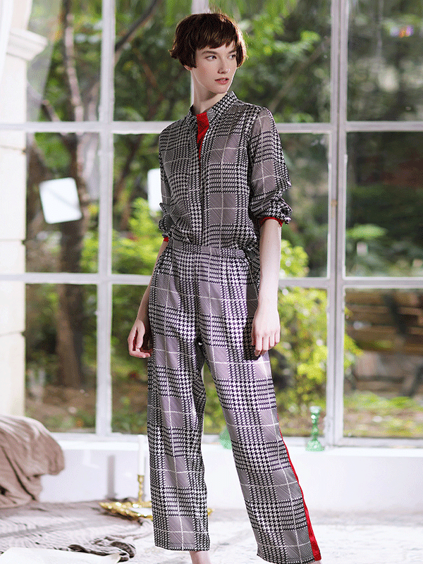 Luxury Full Length Silk Pajamas Set For Women