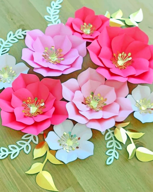 

Pink Paper Flowers – Paint By Numbers - 40*50CM, 501 Original
