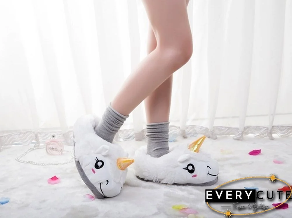 Winter Indoor Slippers Plush Home Shoes Unicorn Slippers For Grown Free Size Home Slippers Shoes Christmas Gift