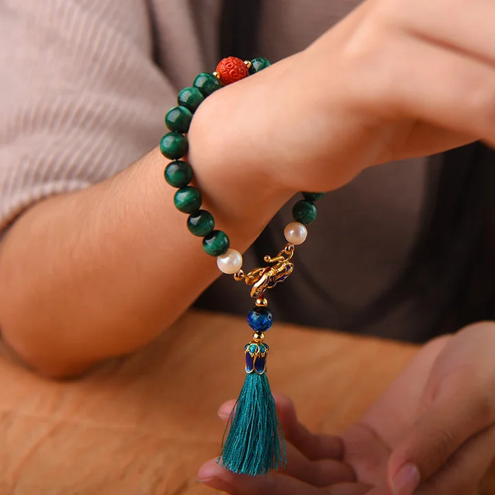 Calmness Tassel Malachite Cinnabar Bracelet