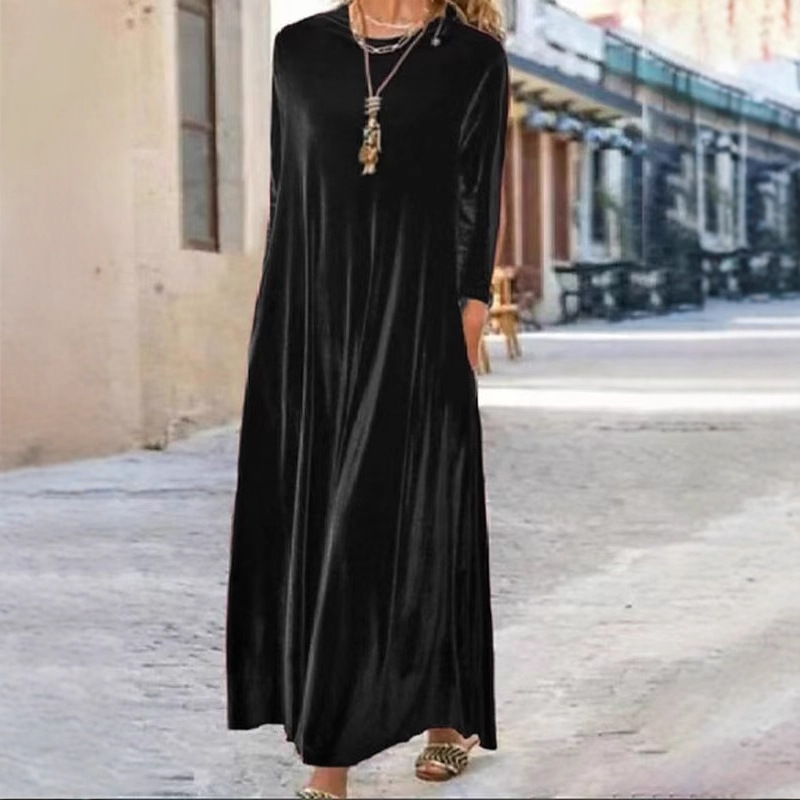 Vestido comprido feminino de veludo