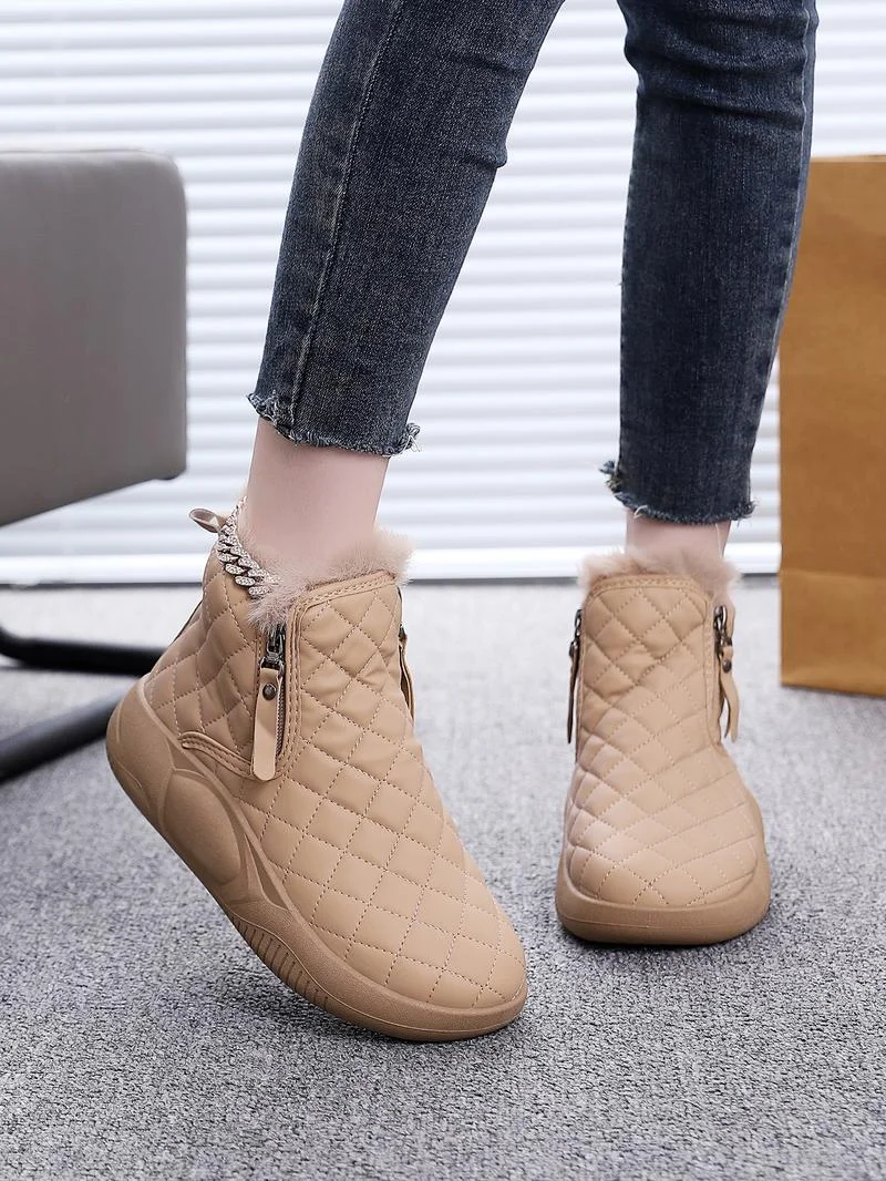 New Thick Sole Women's Shoes, Fleece Lined Fashion Warm Short Boots, Comfortable Soft Bottom Casual Sports Sneakers New Thick Sole Women's Shoes, Fleece Lined Fashion Warm Short Boots, Comfortable Soft Bottom Casual Sports Sneakers