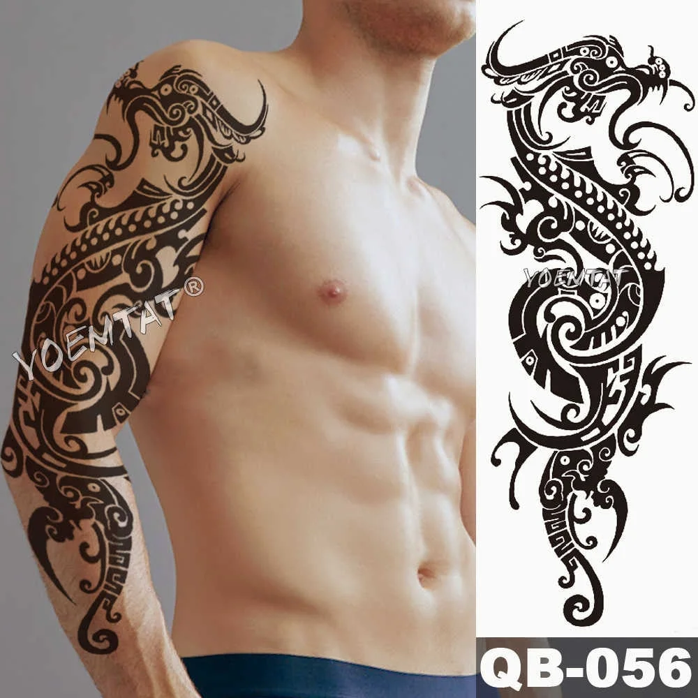 Large Arm Sleeve Tattoo Sketch Lion Tiger Waterproof Temporary Tatoo Sticker Wild Fierce Animal Men Full Bird Totem Tatto