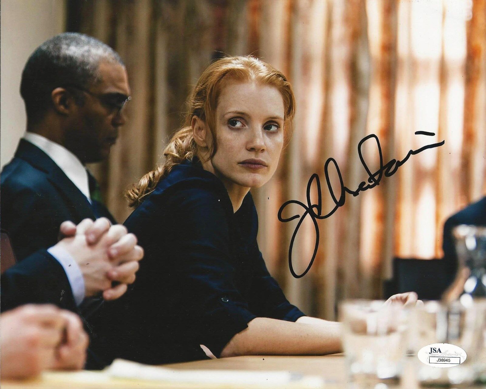 Jessica Chastain REAL hand SIGNED Zero Dark Thirty movie Photo Poster painting JSA COA