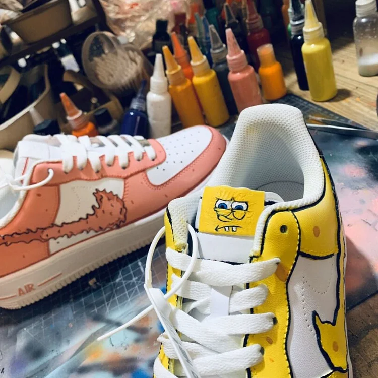 Custom Hand-Painted Sneakers - "Yellow Sponge"