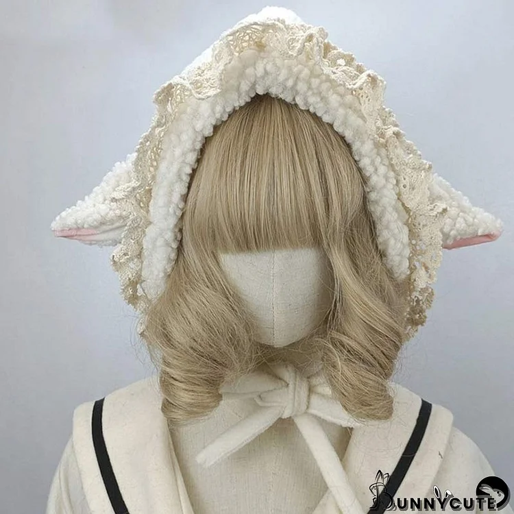 Cute Sheep Ears Lace Lolita Hat Warm