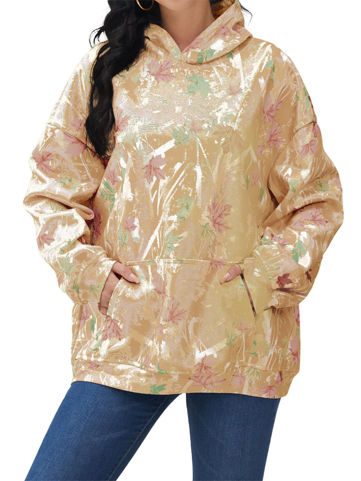 Women's Hoodie 3D Printed Long-sleeved Maple Camouflage Printed Long-sleeved Loose Sweater