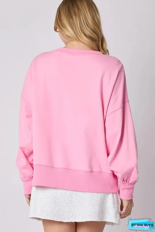 Christmas Bow Sequin Loose Casual Long Sleeve Sweatshirt