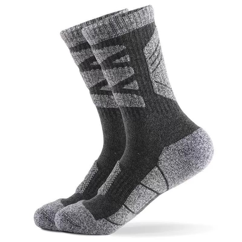 Outdoor Sports Socks With Thickened Towel Sole For Mountaineering Shock Absorption Hiking And Running Mid-tube Socks