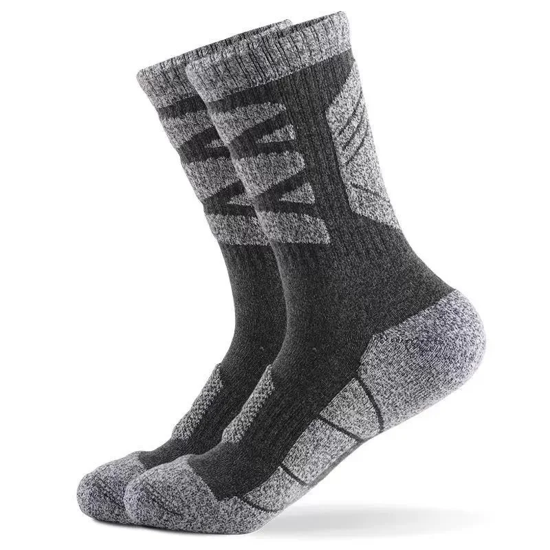 Outdoor Sports Socks With Thickened Towel Sole For Mountaineering Shock Absorption Hiking And Running Mid-tube Socks