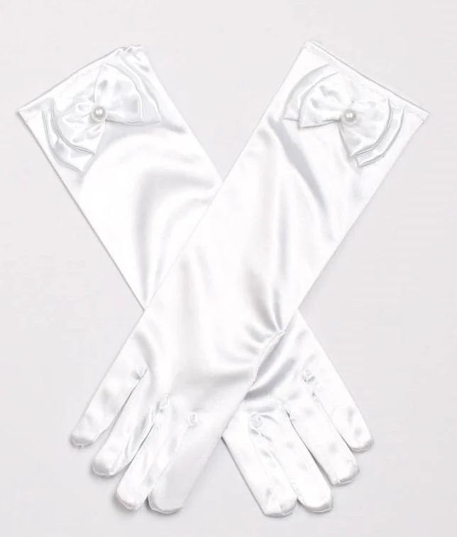 Princess Bowknot White Gloves Halloween Accessories for Girls-elleschic