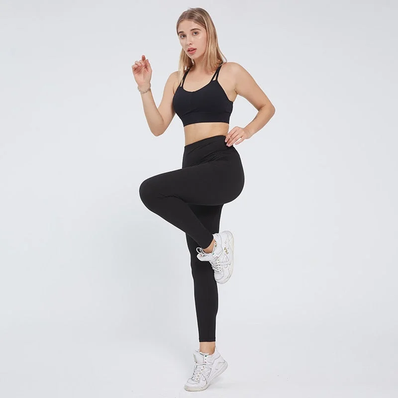 SVOKOR  Fitness Leggings Sexy Solid Leggings Women Push Up High Waist Workout Pants Gym Clothes Seamless Elasticity