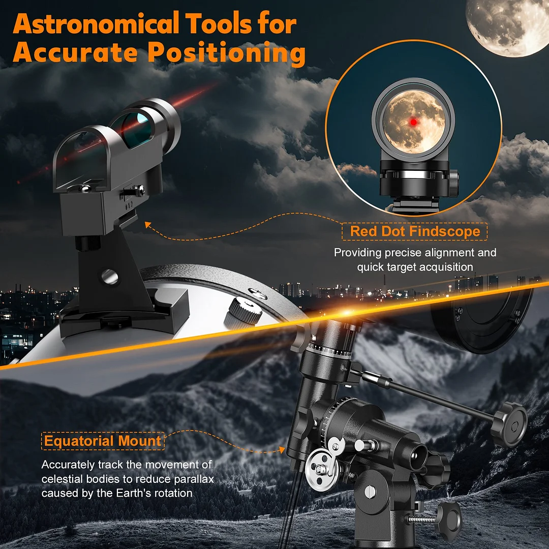 BEBANG Reflector Telescope for Adults, 114mm Large Aperture 500MM AZ, Manual Equatorial Mount