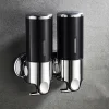Stainless Steel Pull Rod Three-Head Soap Dispenser Wall-Mounted Manual Press Shower Gel Suitable For Bathroom Toilet Hotel