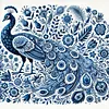Blue Porcelain Peacock - 11CT Stamped Cross Stitch 40*40cm