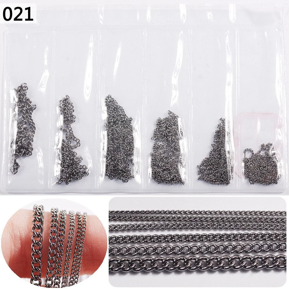 50cm / Six / Bag New Color Mixed Fashion Nail Art Creative Decoration Chain DIY Nail Art Creation Accessories 3d Charms