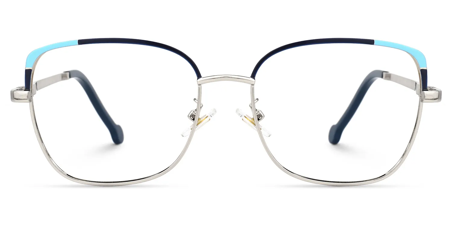 Felicity Silber-Blau Rechteckig Brille Silber-Blau