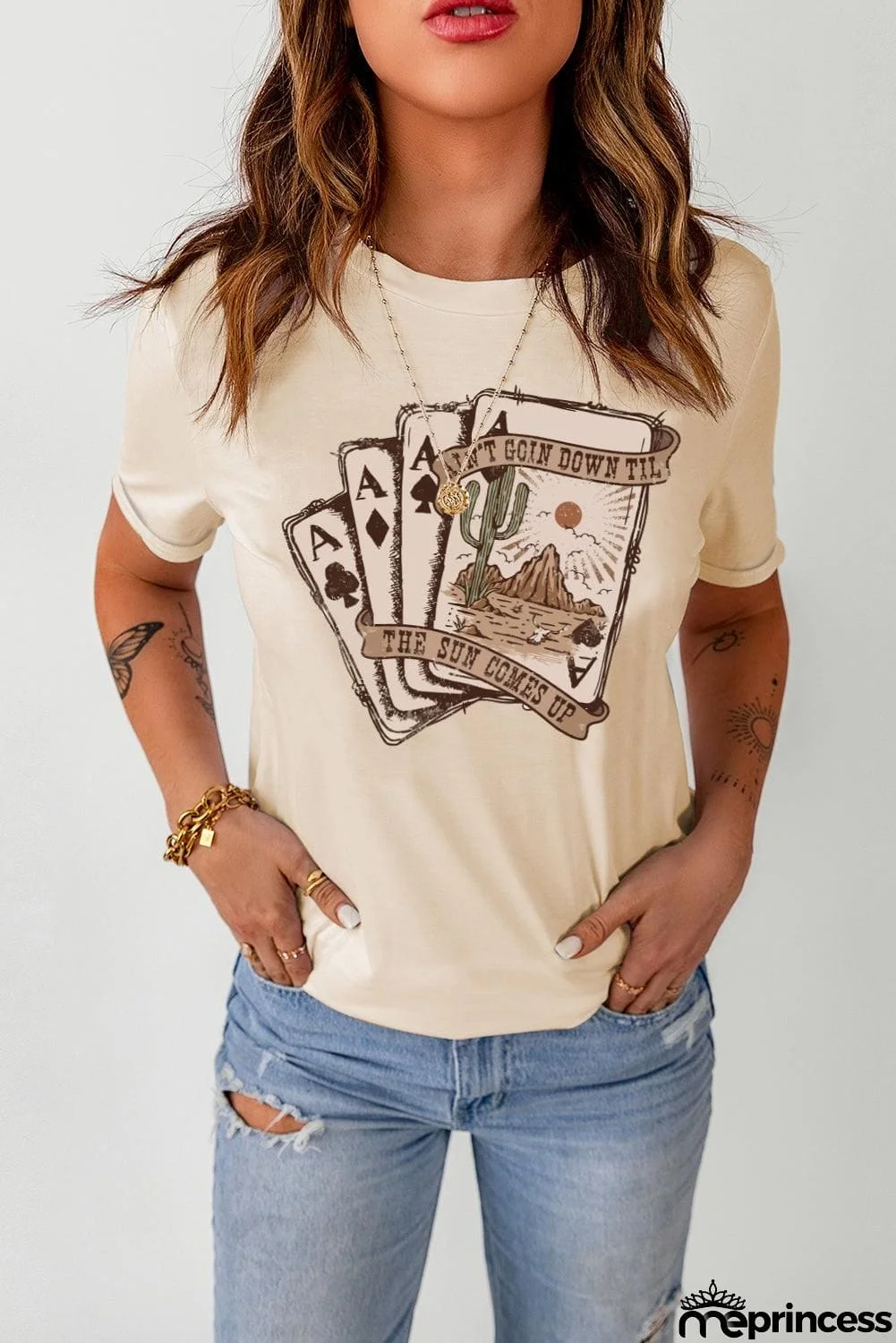 Poker Graphic Round Neck T-Shirt