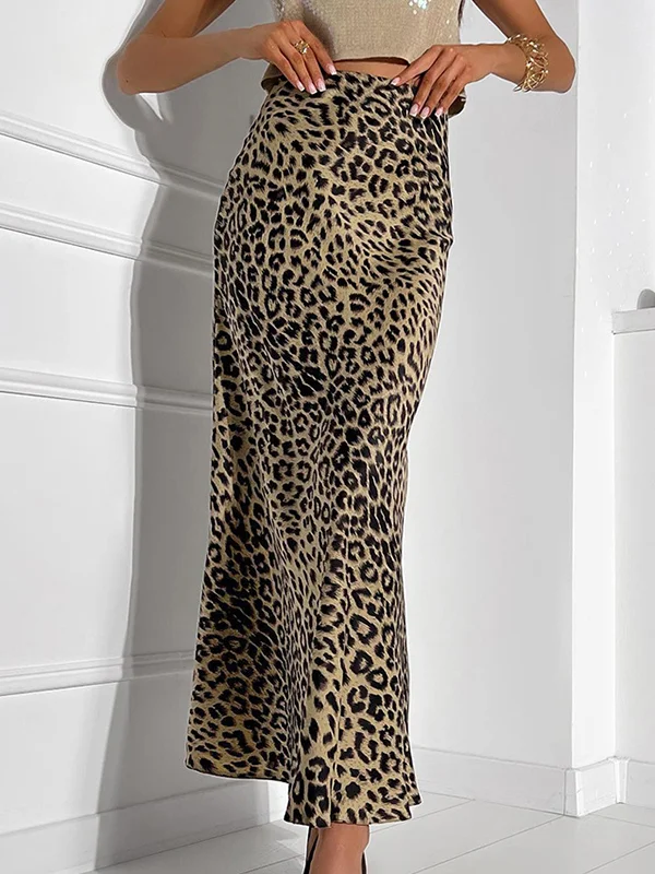 High Waisted Mermaid Leopard Split-Joint Skirts