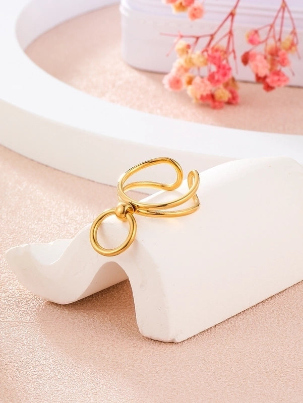 304 Stainless Steel 14K Gold Plated Minimalist Solid Color Knot Rings