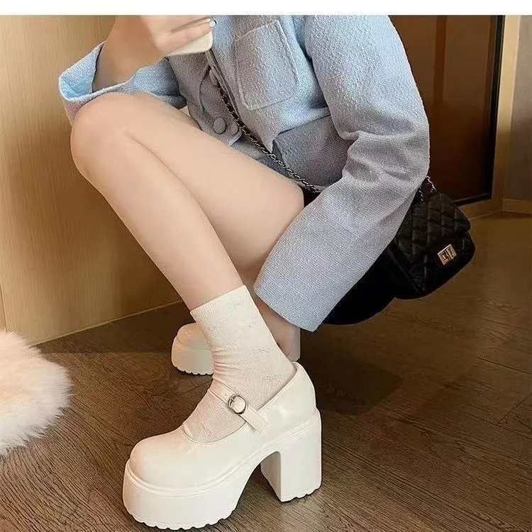 Breakj Breakj Back-Bottomed Retro Mary Jane Shoes Women 2025 New Four-Season Fashion Almost Thin Small Leather Shoes