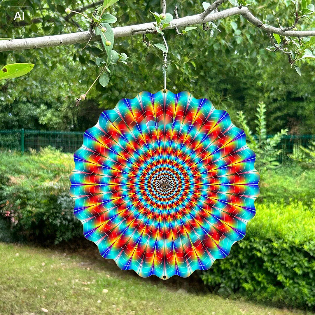 Mandalas Hanging Wind Spinner 360 Degree Rotating 3D Garden Wind Spinners 10-Inch Hanging Wind Catcher Art Gift for Home Garden Halloween Christmas (07)