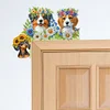 (US Local)Dog Flowers 5D DIY Wooden Diamond Painting Door Topper for Party (Left)