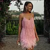 Women's Tassel Sequins Feather Stitching Shining Party Mini Dress
