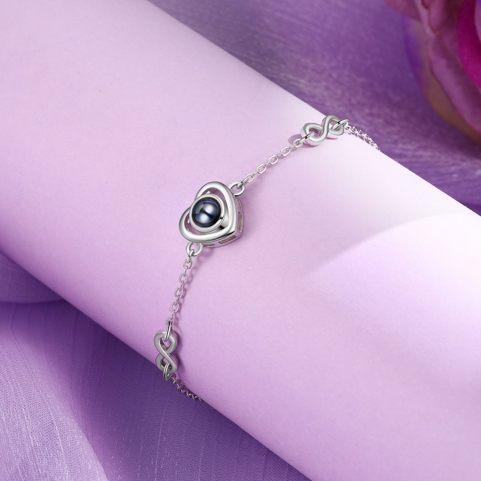 Festa della Mamma Braccialetto infinito con proiezione di foto personalizzata regalo per donna