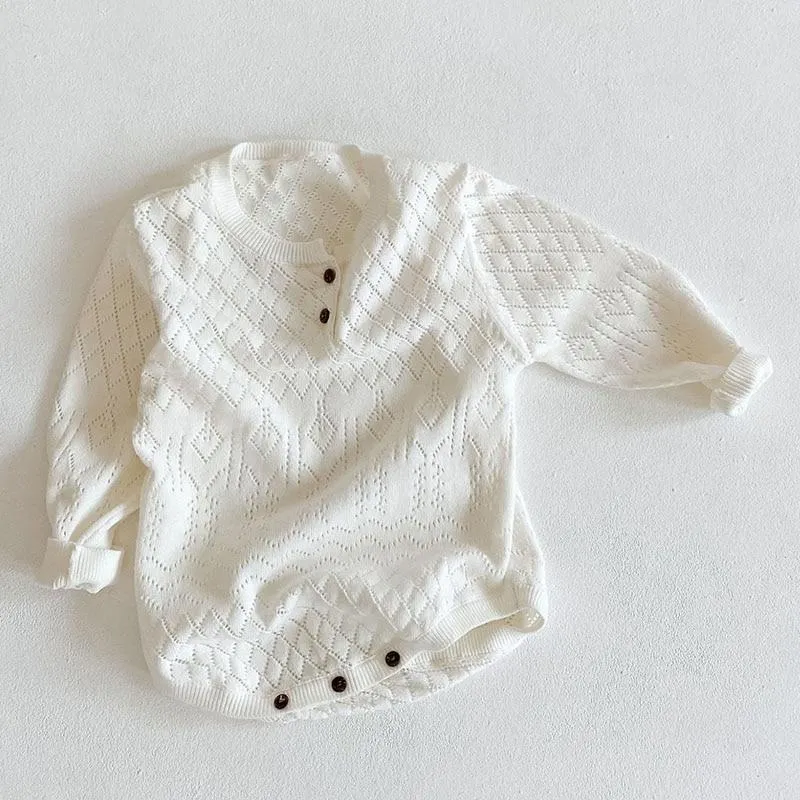 Cute Autumn Winter Infant Baby Girls Bowknot Rompers Clothing Kids Girl Long Sleeve Knit Rompers Clothes