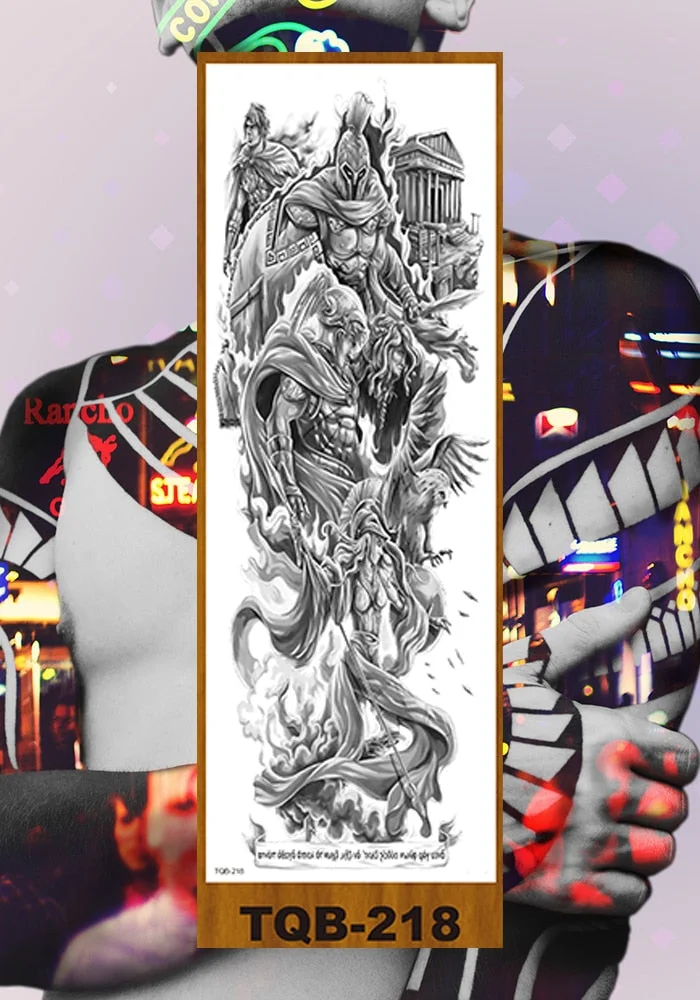 Full Flower Arm Temporary Tattoos Stickers Man Woman Girl Body Fake Tatoo Mechanical Robotic Photorealistic Steampunk Astronaut