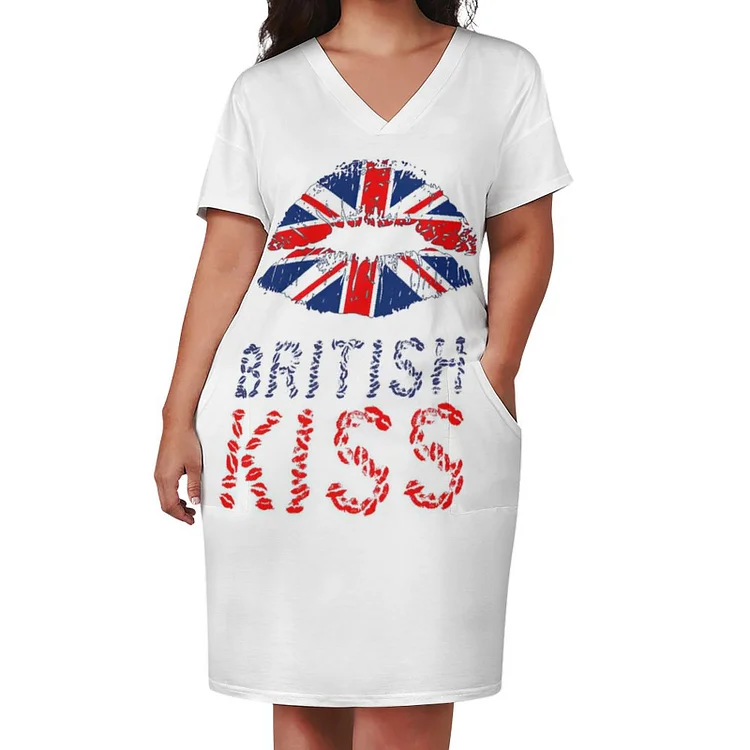 Personalized Design Women's Loose Pocket Dress Flag Elements