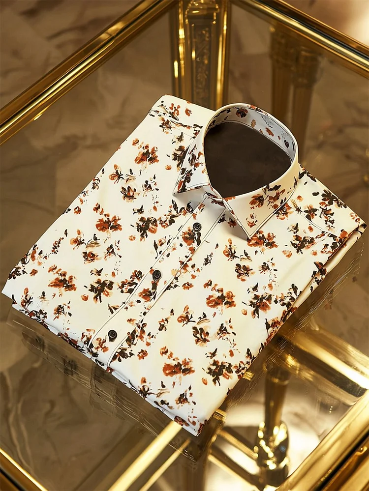 Men's Resort Floral Print Long Sleeve Shirt 