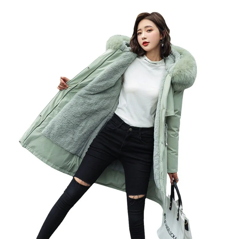 Toloer 2024 Winter New Women's Cotton-Padded Clothes In The Long Big Hair Collar And Wool Cotton-Padded Jacket Down Cotton-Padded Jacket Cotton-Padded Jacket Coat-Outfit Ideas