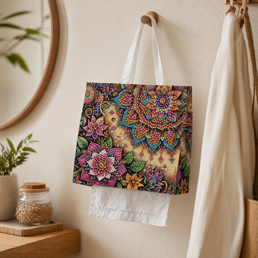 Diamond Tissue Organizer Exquisite Craftsmanship for Bathroom Bedroom Decor (Mandala)