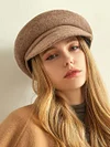 Beret Hat Winter Solid Color Thick Wool Cap