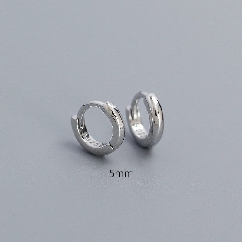 1 Pair 925 Sterling Silver Round Hoop Earrings