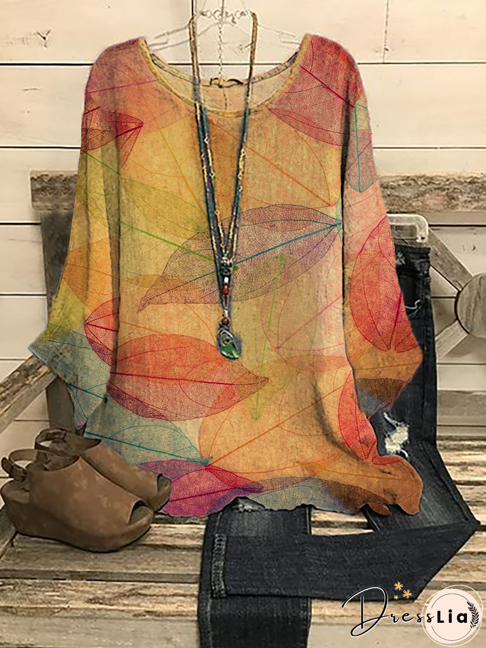 Plus size Long Sleeve Printed T-shirt