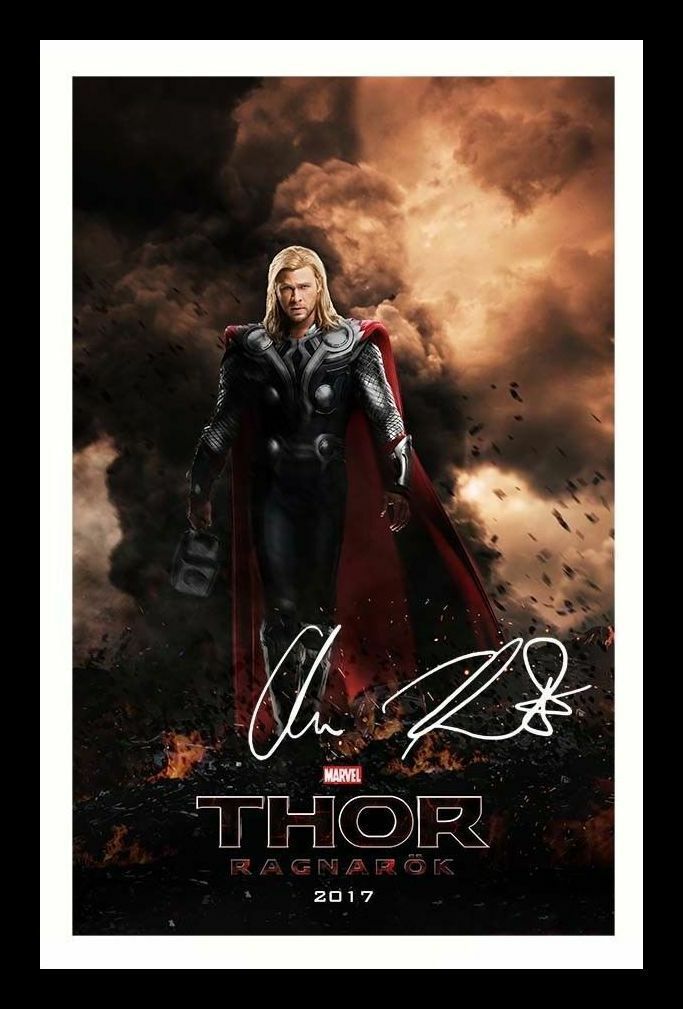 Chris Hemsworth - Thor Ragnorak Autograph Signed & Framed Photo Poster painting