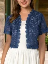Contrast Lace Open Front Short Sleeve Cardigan for Women