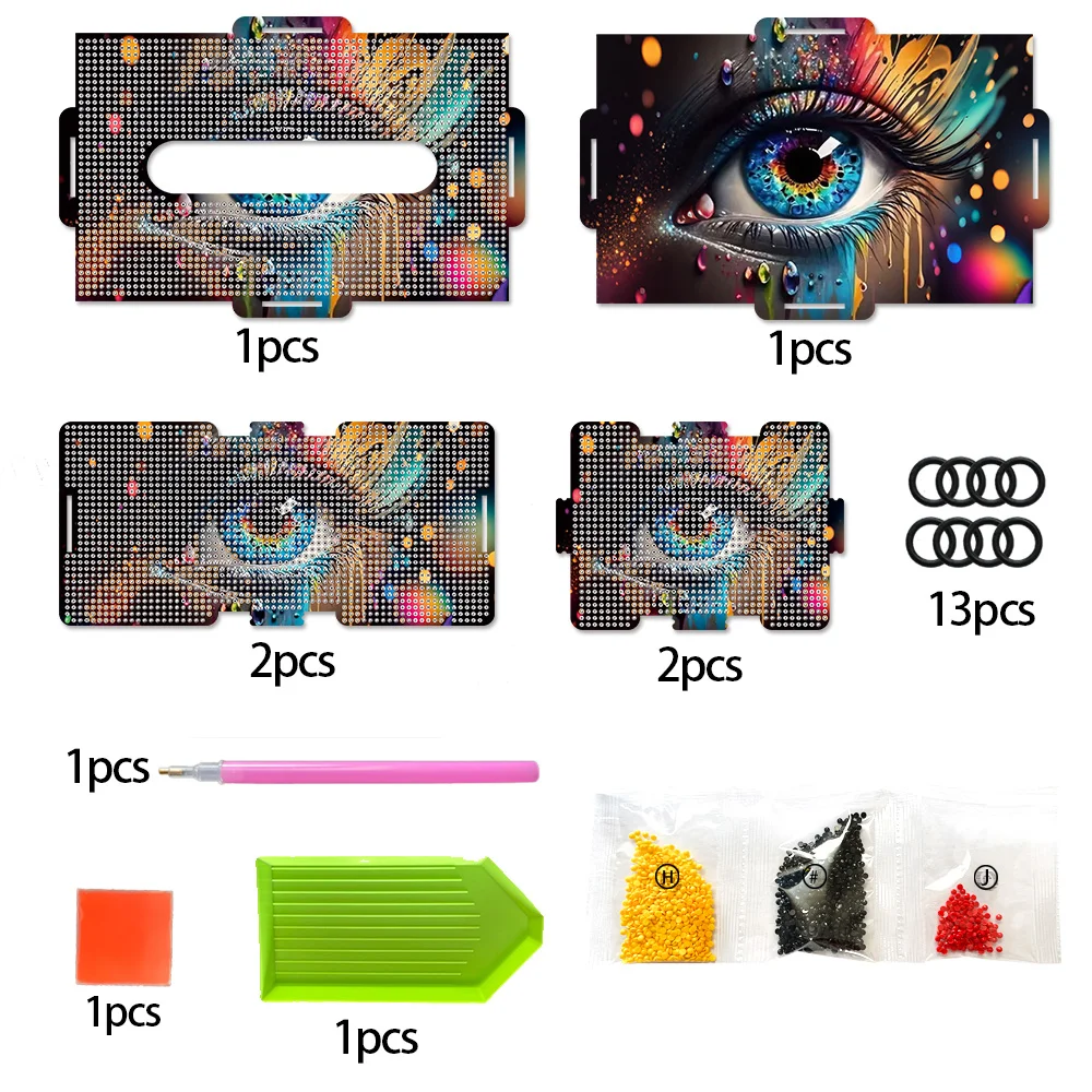 Colored Eyes Diamond Painting Tissue Box Wooden Diamond Art Tissue Storage Box