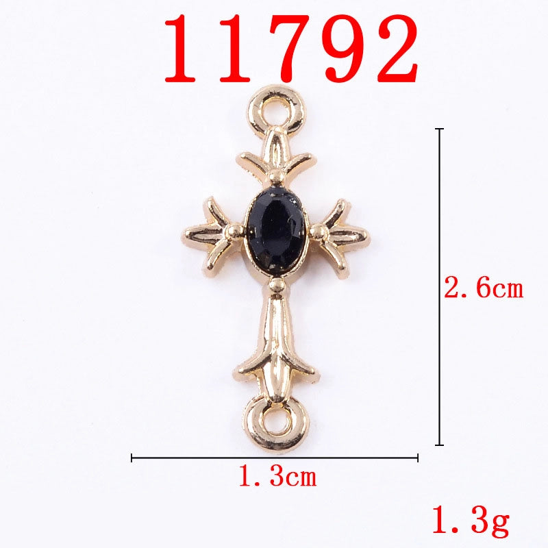 10 PCS/Package 13*26mm 21*26mm 31*37mm Alloy Crystal Pearl Cross Jewelry Accessories Pendant